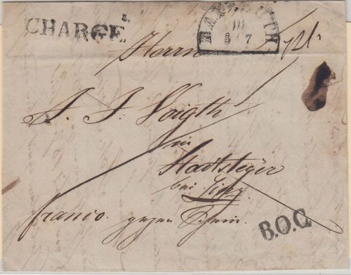 Bayern/Österreich - Bayreuth 1845 HKS Chargebrief n. Steyr L1 "BOC" - mit Inhalt