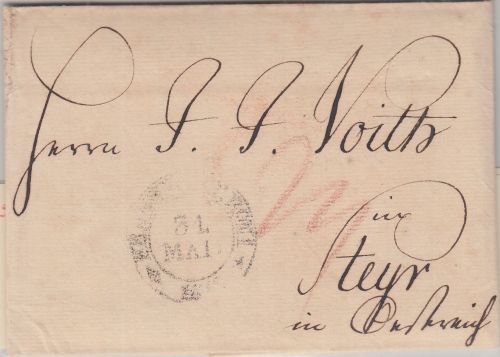 Thurn&Taxis - Frankfurt 1815 Grenzfrankobrief n. ÖSTERREICH (Steyr) - mit Inhalt