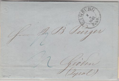 Thurn&Taxis - Hamburg 1845 Portobrief n. ÖSTERREICH (Gröden) - mit Inhalt