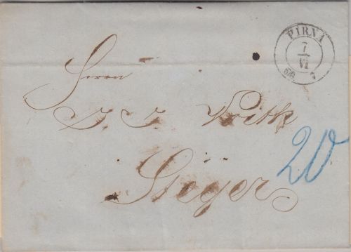 Sachsen - Pirna 1860 K2 Portobrief n. ÖSTERREICH (Steyr) - mit Inhalt