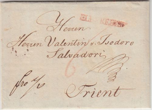 Preussen/Hzgtm. Berg - Elberfeld roter L1 Francobrief n. ÖSTERREICH 1787 Inhalt