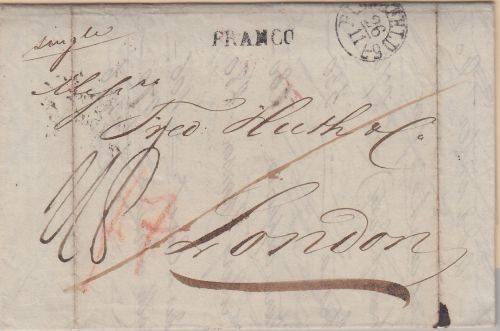 Preussen - Elberfeld 1834 K1 Portobrief n. ENGLAND (London) - mit Inhalt