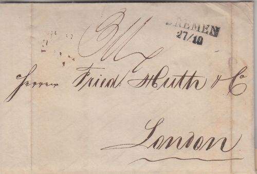 Preussen - Bremen 1835 Portobrief n. ENGLAND (London) - mit Inhalt