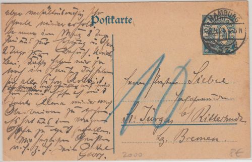 DR-Infla - 30 Pfg. Dienst Ganzsache Formularaufbrauch Hamburg 37 1924 Nachporto