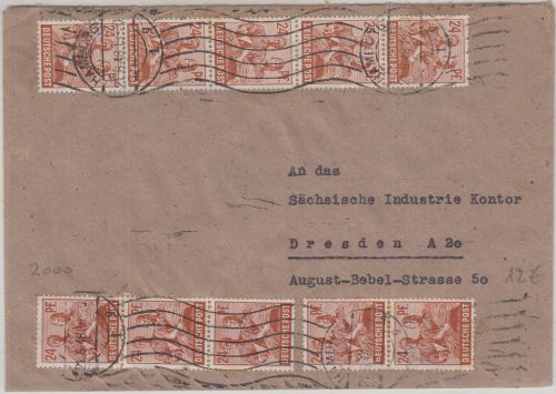 All.Bes./Währungsreform - 10x24 Pfg. Arbeiter Brief Hamburg 21.6.48 19-20