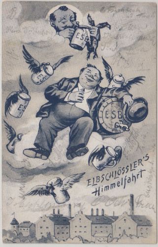 Hamburg - Nienstedten Elbschloss-Brauerei Juxkarte Himmelfahrt gelaufen 1908