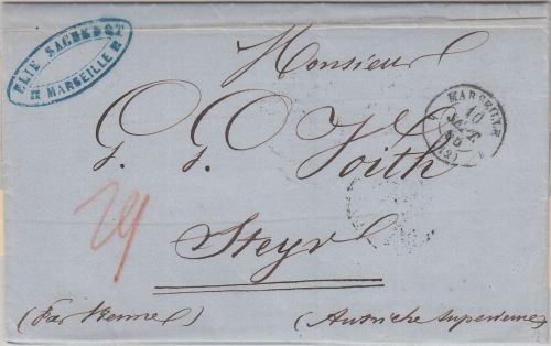 Frankreich/Österreich - Marseille 1855 Portobrief n. Steyr - mit Inhalt