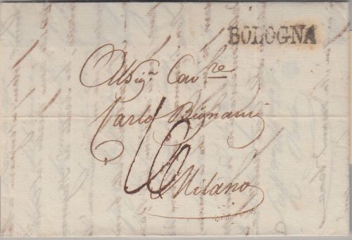 Kirchenstaat/Lomb.Venetien - Bologna L1 Portobrief n. Mailand 1816