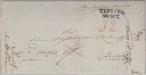 Österreich/Sachsen - Teplitz 30. OCT blauer L2 Portobrief n. Dresden 1847