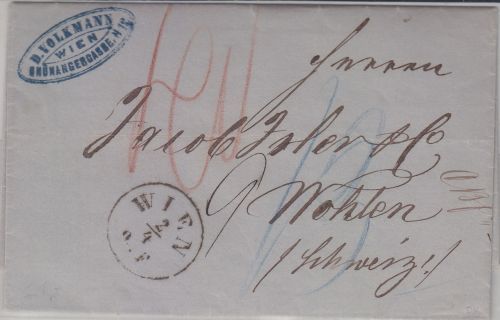 Österreich/Schweiz - Wien 1867 Portobrief n. Wohlen - mit Inhalt