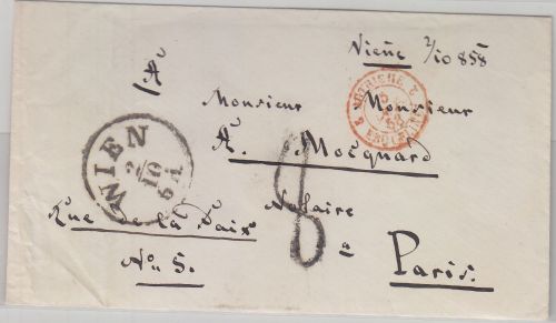 Österreich/Frankreich - Wien 1858 Portobrief n. Paris - ohne Inhalt