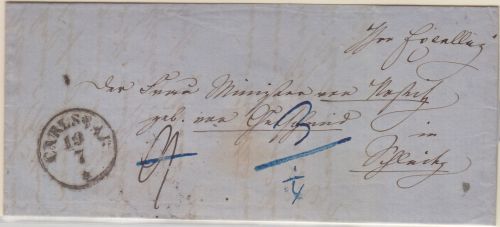 Österreich/Th&T - Carlsbad 19/7 K1 Portobrief n. Schleiz - mit Inhalt