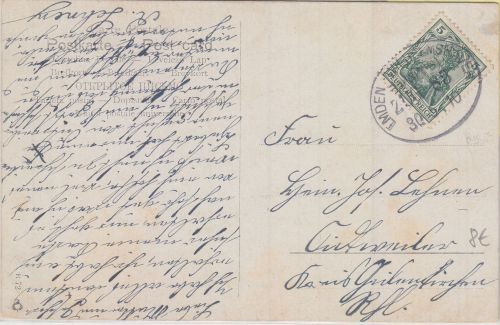 DR - Emden Wilhelmshaven Zug 85 Bahnpost Karte n. Geilenkirchen
