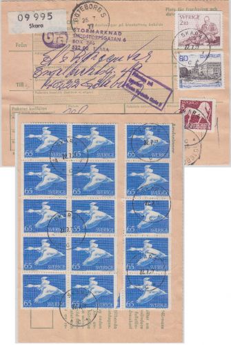 Schweden - 15x65 Ö. Wildgänse u.a. Paketkarte Skara - Göteborg 1977