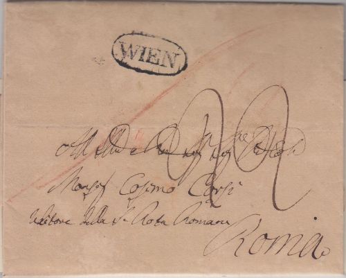 Österreich/Kirchenstaat - Wien Oval-K1Grenzfrankobrief n. Rom 1826 - mit Inhalt