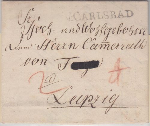 Österreich/Sachsen - v. Carlsbad L1 Grenzfrankobrief n. Leipzig 1825 mit Inhalt