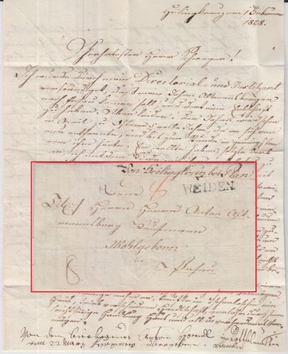 Bayern - Weiden L1 Portobrief v. Heiligkreuz b. Plan/ÖSTERREICH ! n. Passau 1828