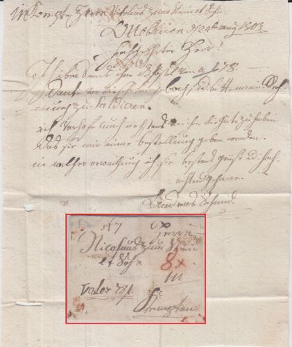 Bayern - Ottobeuren 1803 Fahrpostbrief (Wertsendung) n. Kempten - mit Inhalt