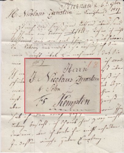 Bayern - Murnau 1819 Fahrpostbrief n. Kempten - mit Inhalt