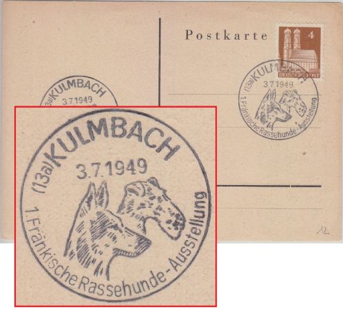 Bizone - Kulmbach 1949 1. Fränk. Rassehunde-Ausstellung SST Drucksache