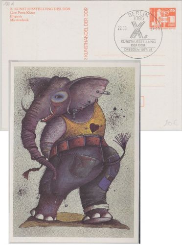 DDR - 25 Pfg. Privatganzsache X. Kunstausstellung Kurze/Elepank SST Berlin 1987