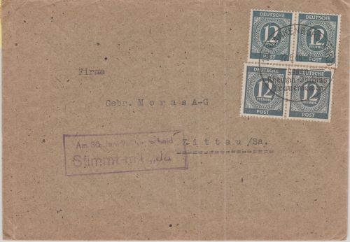 All.Bes. - "Am 30. Juni Volksentscheid..." Ra2 Brief Blankenburg - Zittau 1946