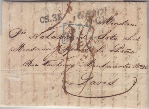 Kgr. Sardinien/Frankreich - Genua 1828 Grenzfancobrief CS.3R n. Paris m. Inhalt
