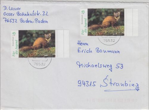BRD - 2x45 C. Marder Brief >20g Baden-Baden - Straubing 2006