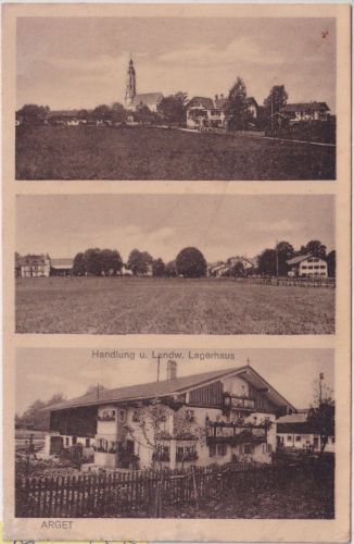 Bayern - Arget Handlung u. landw. Lagerhaus etc. sw-Mehbild-AK ca. 1920