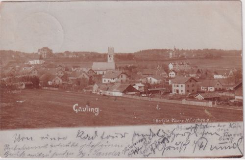 Bayern - Gauting Ortsansicht priv. Fotokarte gelaufen 1903