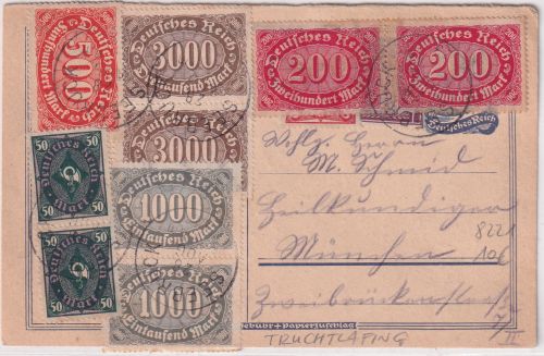 DR-Infla - 2x1.000 M. Queroval u.a. Karte/GA-Aufbrauch Seebruck - München 1923