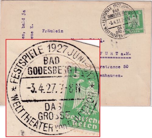 DR - Bad Godesberg Festspiele "Das große Weltheater von Calderon" 1927 SST Karte