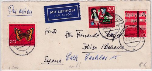 BRD - Bad Godesberg 1 20.12.62 teilapt. Tagesstempel Luftpostbrief n. SPANIEN