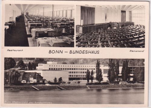 NRW - Bonn Bundeshaus Restaurant etc. sw-Mehrbild-Foto-AK gelaufen 1951