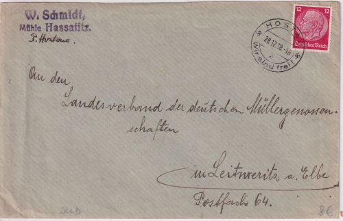 Sudetenland - Hostau 28.12.38 "Wir sind frei" Brief n. Leitmeritz
