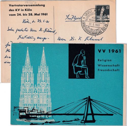 Berlin - Köln 1961 15 Pfg. Privatganzsache Vertertervers. Kassenärztliche Ver.