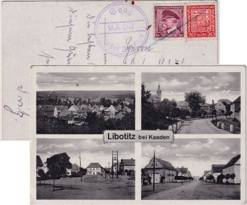 Sudetenland - Libotitz b. Kaaden sw-Mehrbild-AK gelaufen 1938