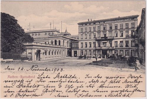 NRW - Aachen Burtscheid Kurhaus sw-AK gelaufen/Ortskarte 1903