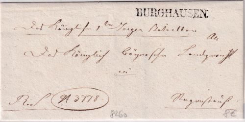 Bayern - Burghausen L1 Militariabrief n. Regenstauf ca. 1830 - ohne Inhalt