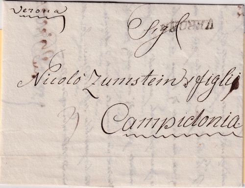 Österreich/Venetien - Verona L1 Grenzfrankobrief n. Kempten 1819