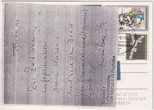 BRD/Postsperre - Pforzheim 1990 SST Luftpostkarte n. LIBERIA - Bürgerkrieg