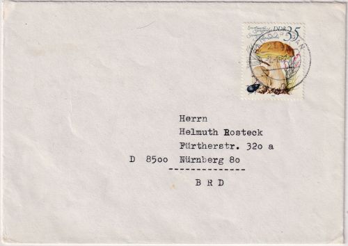 DDR - 35 Pfg. Steinpilz Brief Bad Doberan - Nürnberg 1982