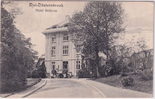 Schleswig-Holstein - Kiel Düsternbrook Hotel Bellevue sw-AK gelaufen 1912