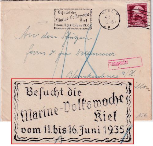 DR - Kiel 1935 "Besucht die Marine-Volkswoche..." Masch.werbestpl. Brief