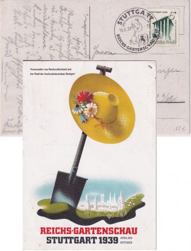 DR - Stuttgart Reichs-Gartenschau 1939 SST farb. Sonderkarte n. Oberndorf