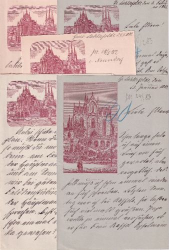 DR - Kurt v. Gilsa 6 illustr. Briefbögen Gr. Lichterfelde/Kadettenanstalt 1882/3