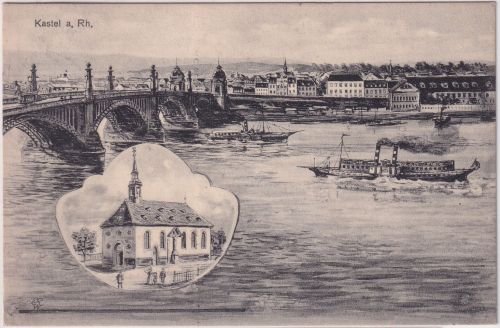 Rheinl.-Pfalz - Kastel a.Rh. sw-Mehrbild-AK gelaufen 1914