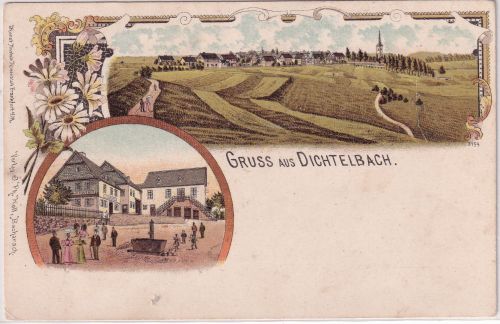 Rheinl.-Pfalz - Dichtelbach farb. Mehrbild-Litho ungelaufen ca. 1895