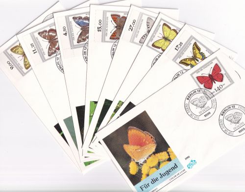 BRD - Jugend/Schmetterlinge 1991 8 Schmuck-FDC ESST Berlin