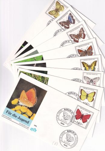 BRD - Jugend/Schmetterlinge 1991 8 Schmuck-FDC ESST Berlin